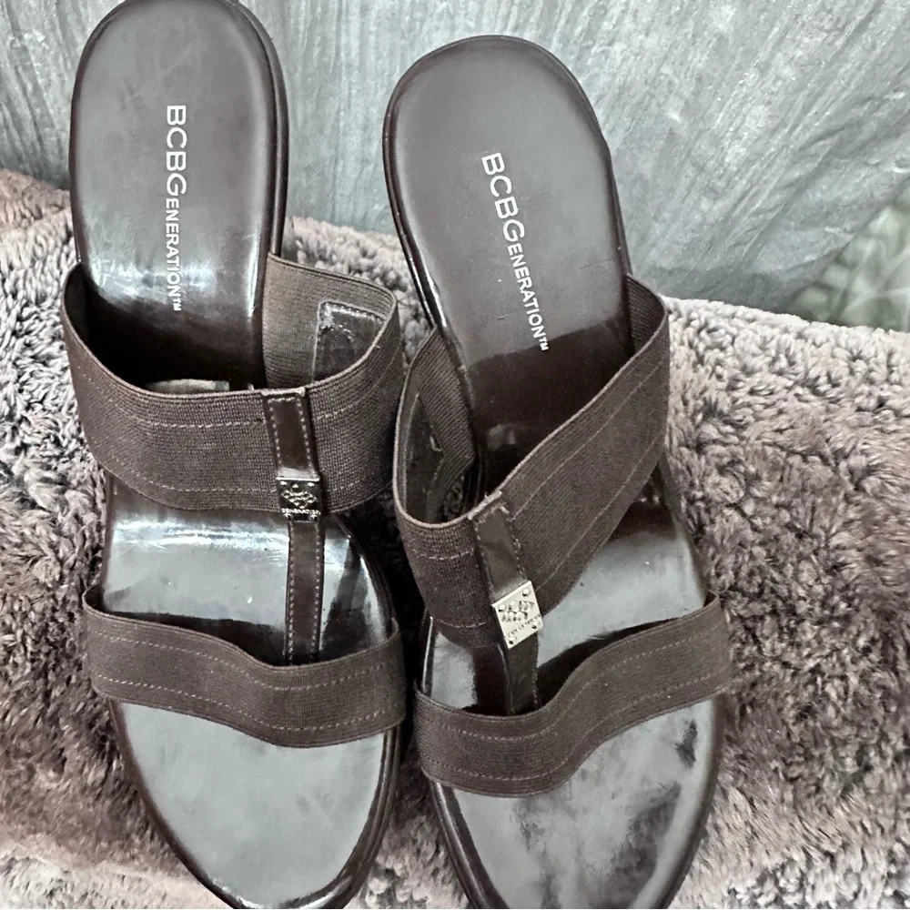 BCBGeneration Dark Brown Wedge Sandals 9.5
